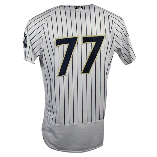 Clint Frazier 2018 Scranton/Wilkes-Barre RailRiders Game Used #77 Home Pinstripe Jersey