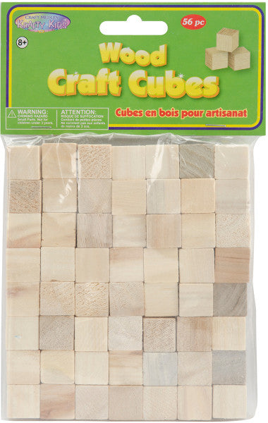 Craftwood 5/8-Inch Natural Wooden Cubes, 56-Pack