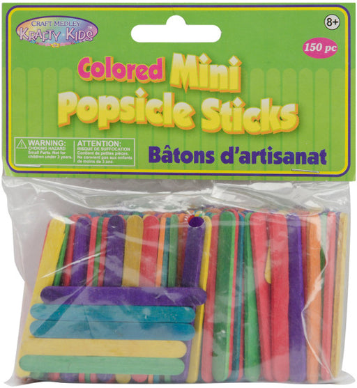 Multicolor Mini Popsicle Sticks, 150-Pack