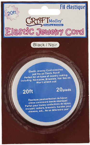 Black .8mm Elastic Cord, 20-Feet