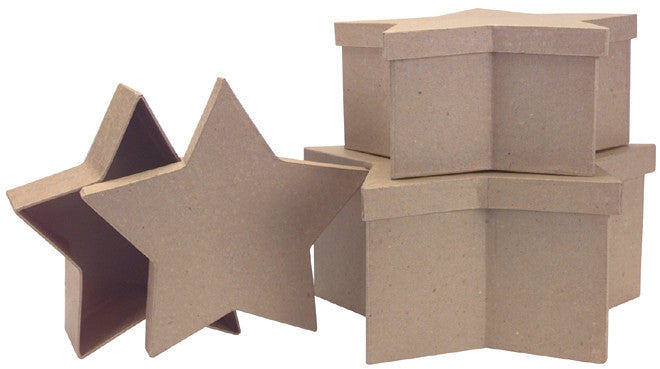 Paper Mache Star Box - 3 Ct