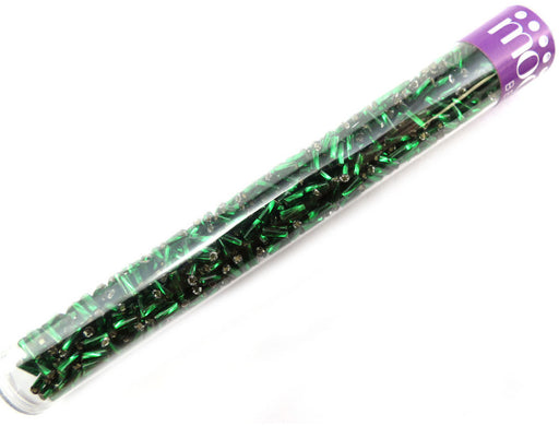 Swirl 2-Inch Green Zircon Silver Lined Bugle Beads