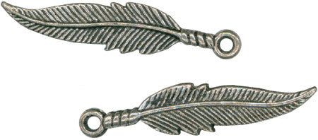 Antique Silver Feather Charms - 1.0625"