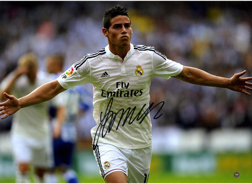 James Rodriguez Signed Real Madrid  Close Up Celebration 12x16 Photo: Basel UCL Goal ( Icons Auth & Third Party Holo)