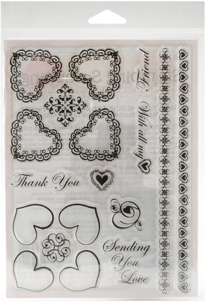 Spellbinders Matching Clear Stamps, Fancy Hearts