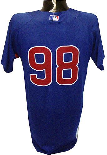 Edgar Tovar #98 2010 cubs Game Used Blue Cool Base Batting Practice Jersey (44)