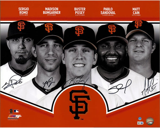 San Francisco Giants Signed 16x20 Collage (Signed by Posey  Sandoval  Cain  Romo and Bumgarner)