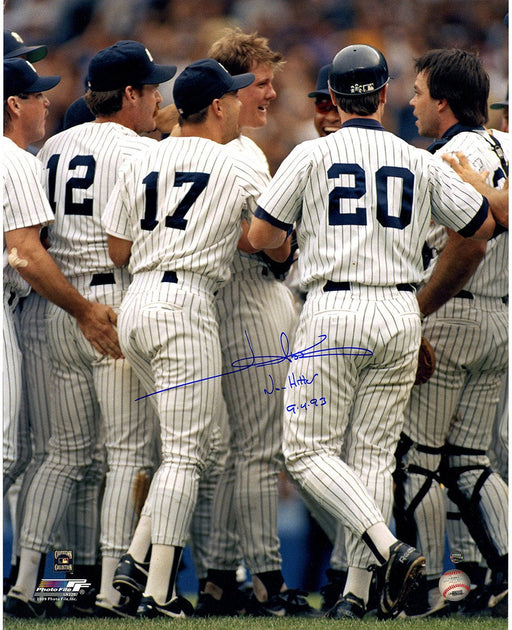 Jim Abbott Signed No Hitter Celebration Vertical 16x20 Photo w/ "No Hitter 9-4-93" Insc.