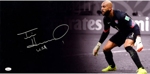 Tim Howard Signed on Knees 12x24 Panoramic Photo ( JSA )