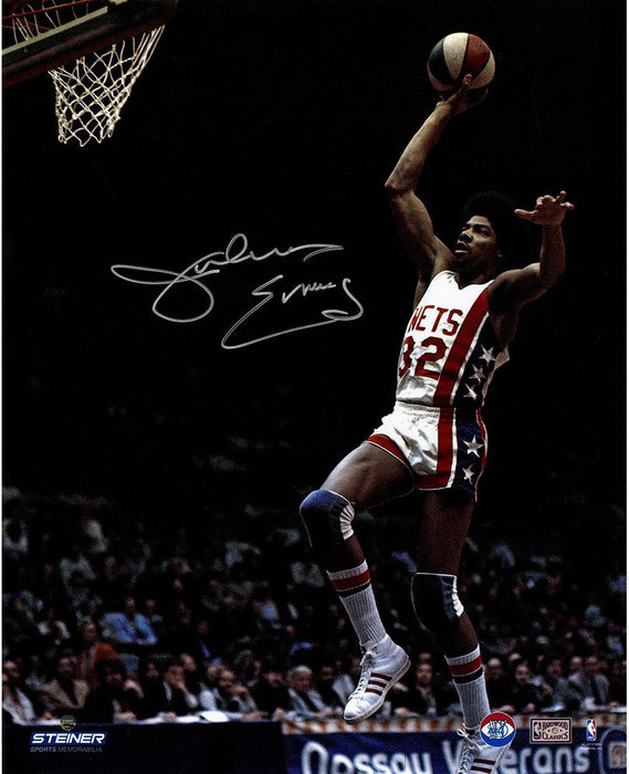 Julius Erving New York Nets Soars to Basket Signed 16x20 Photo