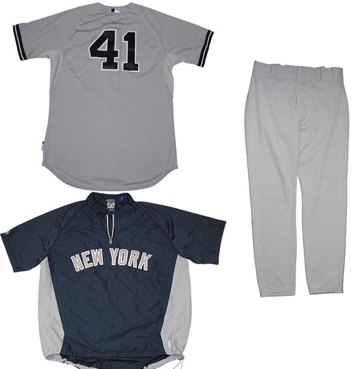 David Phelps  Set- NY Yankees 2014 Season #41 Team Issued Grey Jersey  Grey Pants  BP Pullover