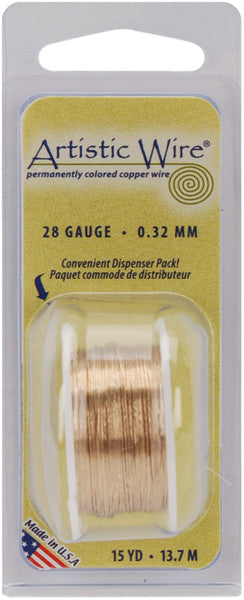 Natural Non-Tarnish Brass 28 Gauge Wire - 15 Yards