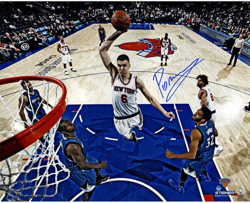 Kristaps Porzingis Signed Dunk vs Timberwolves 16x20 Photo