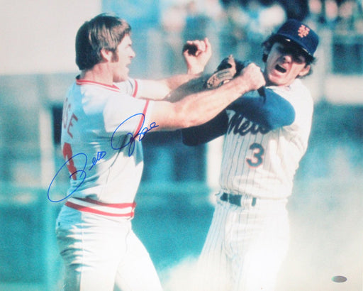 Pete Rose Signed Fight vs. Harrelson Horizontal 16x20 Photo