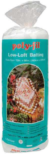 Low-Loft Bonded Polyester Batting-Twin Size 72"X90