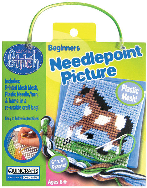 Horse Learn To Stitch Needlepoint Kit - Blue Frame