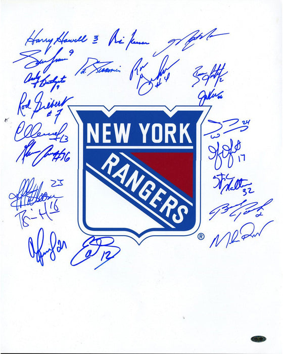 New York Rangers Emblem Multi Signed Vertical 16x20 Photo (21 Sigs)