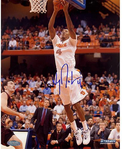 Wesley Johnson Syracuse White Jersey Two Handed Dunk Vertical 16x20 Photo