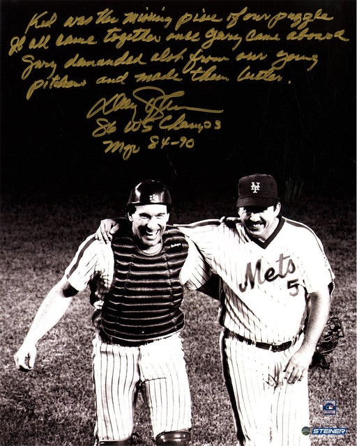 Davey Johnson with Gary Carter Signed 16x20 Story Photo