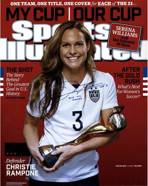 Christie Rampone Signed 2015 World Cup Sports Illustrated Magazine 16x20 Photo w/ 2015 WC Champs Insc