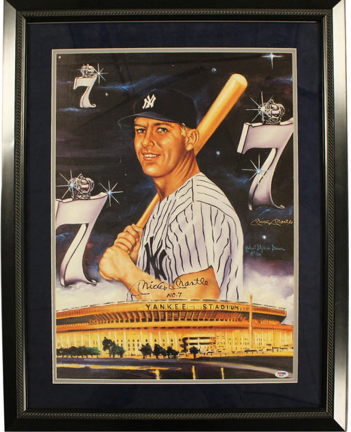 Mickey Mantle #7 Yankee Stadium Framed 32x26 Artwork By Robert Stephen Simon