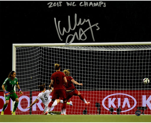 Kelley O'Hara Signed Team USA 2015 Women's World Cup Goal vs. Germany 8x10 Photo w/ "2015 WC Champs" Insc