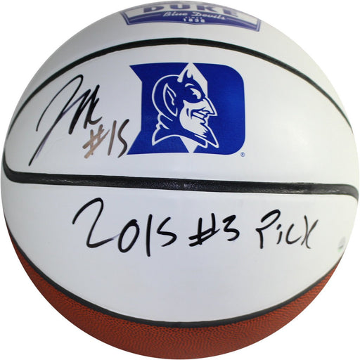 Jahlil Okafor Signed Duke University White Panel Full Size Basketball w/ "2015 #3 Overall Pick" Insc