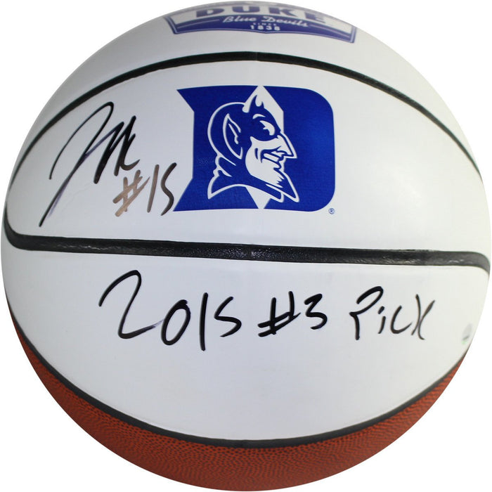 Jahlil Okafor Signed Duke University White Panel Full Size Basketball w/ "2015 #3 Overall Pick" Insc