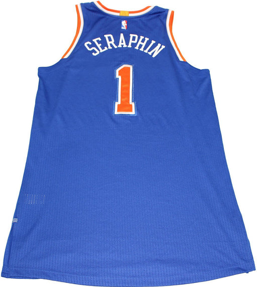 Kevin Seraphin New York Knicks 2015-16 Game Used #1 Blue Jersey (2/19/2016 at Brooklyn Nets) (3XL) (NKN03932)