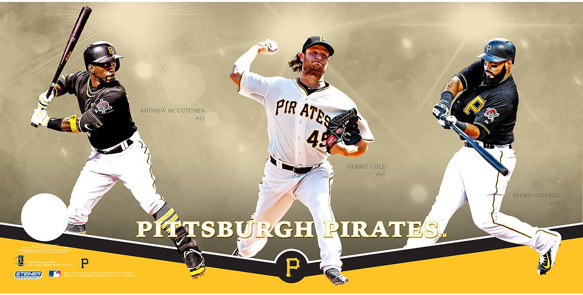 Pittsburgh Pirates Players Composition Graphic 10x20 Framed Collage w/ Game Used Dirt from PNC Park