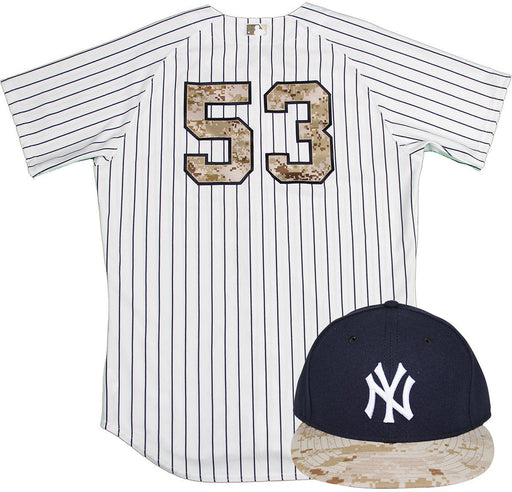 Esmil Rogers Uniform - NY Yankees 2015 Game Used #53 Jersey and Hat  w/ Memorial Day Camo (5/25/2015)