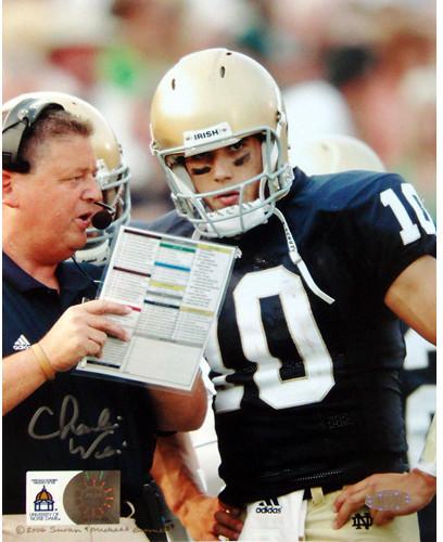 Charlie Weis with Brady Quinn 8x10 Photo