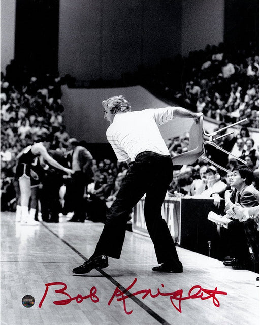 Bob Knight Signed Throwing the Chair 8x10 Photo