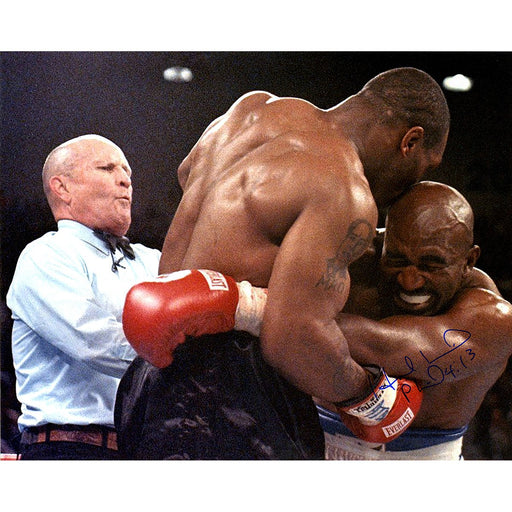 Evander Holyfield Signed Tyson Bites Holyfields Ear 16x20 Photo