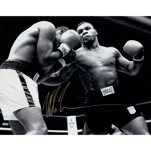 Mike Tyson Right Hook to Reggie Gross Metallic 16x20 Photo (Signed in Gold)