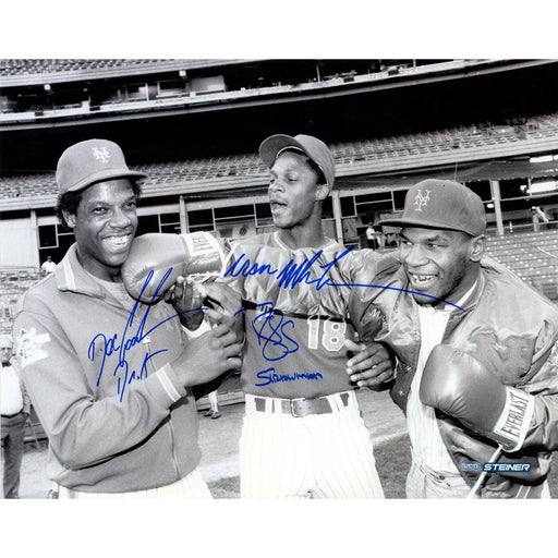 Mike TysonDwight GoodenDarryl Strawberry Triple Signed and Inscribed 16x20 Photo