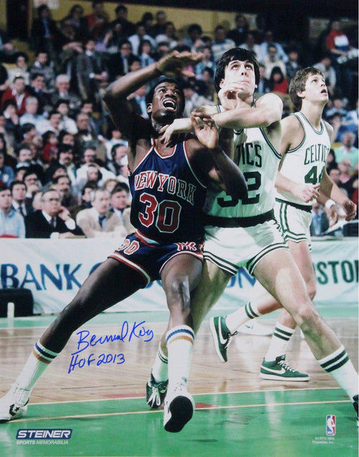 Bernard King Signed 8x10 Knicks boxing out McHale w/ HOF Insc