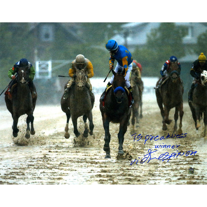 Victor Espinoza Signed 2015 Preakness Looking Back 11x14 Photo w 15 Preakness Winner Insc