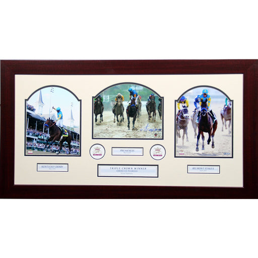 Victor Espinoza Signed Triple Crown Collage -2 8x10 Photo & 1 Signed 8x10 Photo (16x32 Cherry)