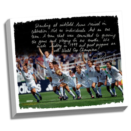 Mia Hamm Facsimile Winning World Cup Stretched 16x20 Story Canvas