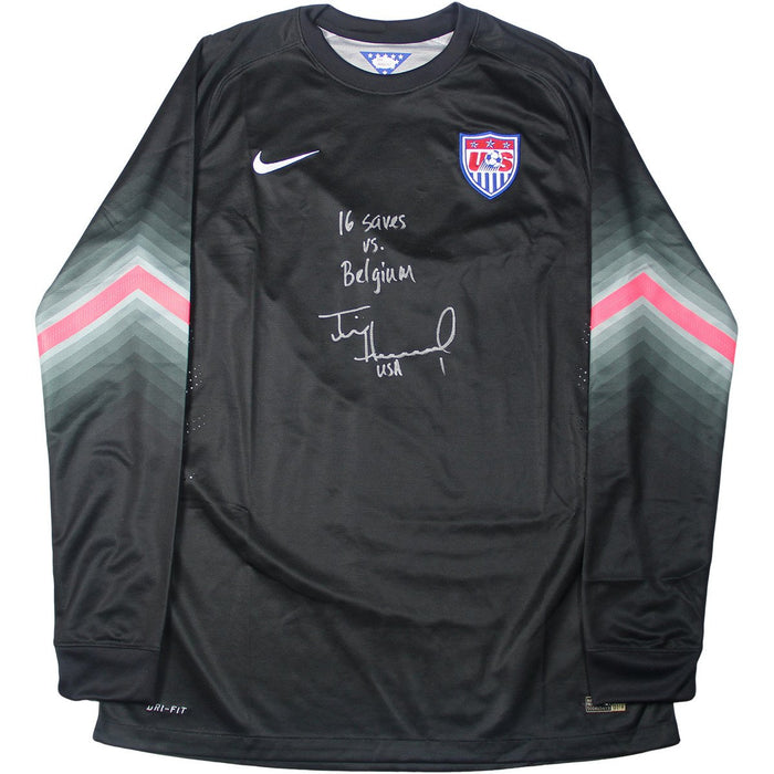 Tim Howard Signed Nike Black Goalie Jersey w 16 Saves vs Belgium Insc (JSA)