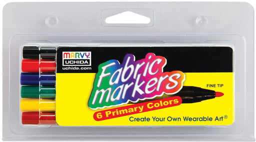 Fabric Marker Fine Tip 6/Pkg-Primary