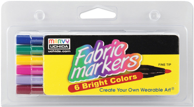 Fabric Marker Fine Tip 6/Pkg-Bright