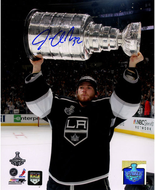 Jonathan Quick Holding Stanley Cup Signed Vertical 8x10 Photo ( JQ Holo Only)