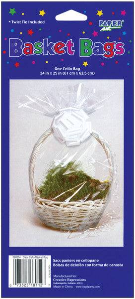 Clear Cellophane Basket Bags - 24" x 25"