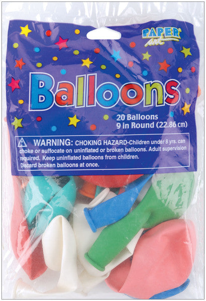 Round Balloons 20 Piece Set - 9"