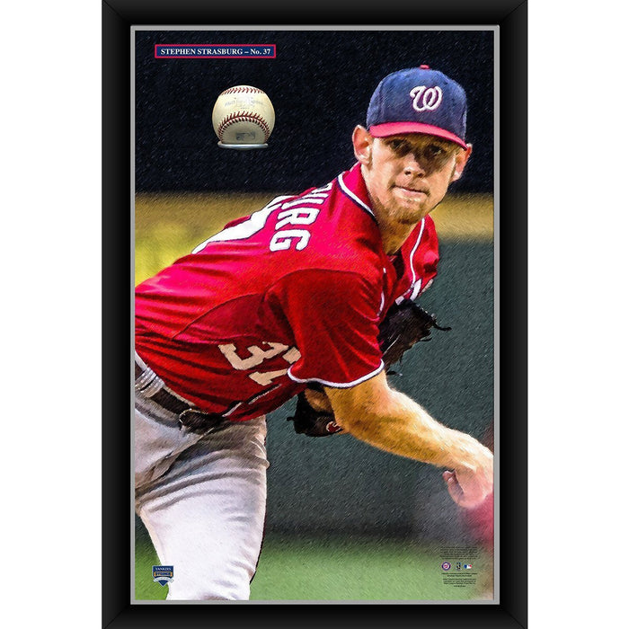 Stephen Strasburg 20x32 Baseball Holder Display w/ Game-Used Baseball (baseball is removable)