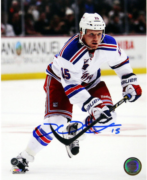 Derek Dorsett New York Rangers White Jersey Signed Vertical 8x10 Photo