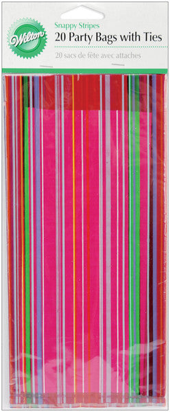 Snappy Stripes Party Bags 20 Piece Set - 4" x 9.5"