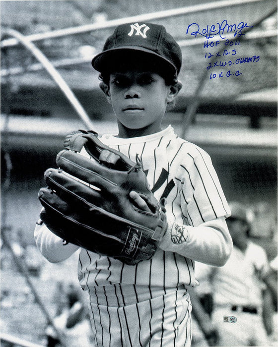 Roberto Alomar Signed "Young Roberto In New York Yankees Jersey" 16x20 Photo w/ "HOF 2011  2x WS Champs  10x GG  12x AS" (MLB Auth)